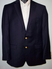Lauren Ralph Lauren 100 Wool Navy Blue Blazer Gold Buttons Men 40 Long