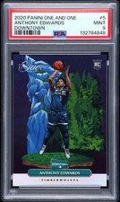 2020 PANINI ONE & ONE DOWNTOWN #5 ANTHONY EDWARDS ROOKIE RC PSA 9