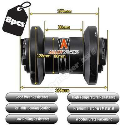 8pcs Black Track Bottom Roller For Kubota KX71-3 KX71-3S Excavator Undercarriage