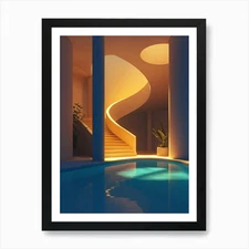 Stairway To The Pool Art Print Framed Wall Art Poster Canvas Print Picture