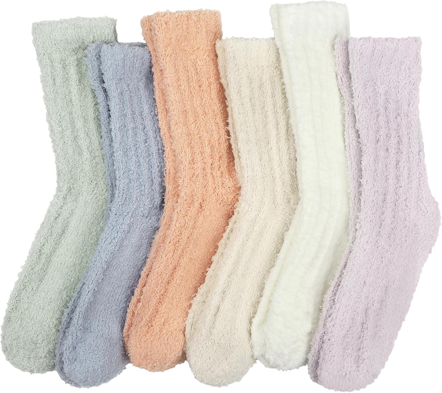 6 Pairs of Plush Women’s Socks - Warm Fluffy Slippers for Cold Weather Comfort