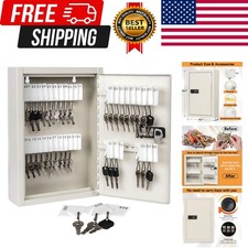 Key Storage Lock Box with Code, Locking Key Cabinet, 40 Key Holder Wall Mount...
