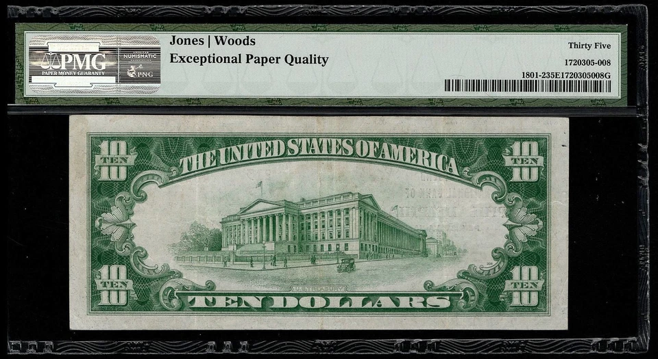 1929 $10 The Second NB of Philadelphia Pennsylvania Ty. 2 CH# 213 PMG 35 EPQ - Image 2 of 3