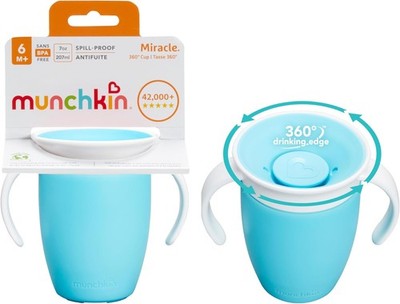 Munchkin Miracle 360 207ml Kleinkind Schnabeltasse blau 2er Pack BPA-frei auslaufsicher