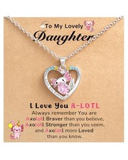 Axolotl Necklace for Girls, Cute Pink Crystal Pendant Jewelry Gift DT necklace