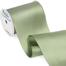 Dusty Sage Satin Ribbon 4 Inch Wide Sage Green Ribbon for Wedding Chair Sash Gra