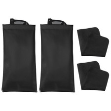 Squeeze Top Sunglass Pouch, 2Pcs Soft Eyeglass Pouch, Black