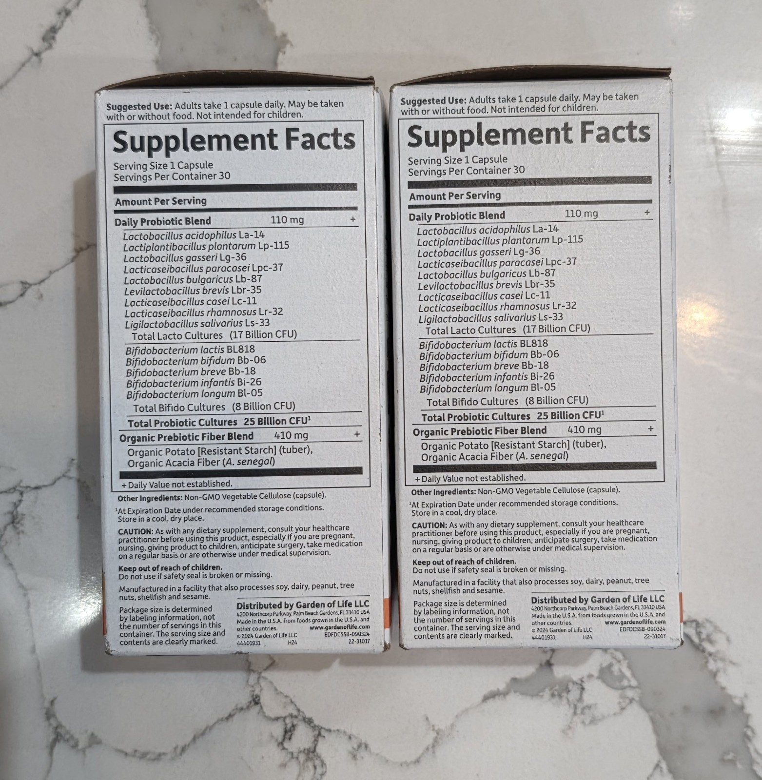 Lot of 2 Garden of Life Dr. Formulated Probiotics Daily Care- 30 Caps- Exp 8/26+