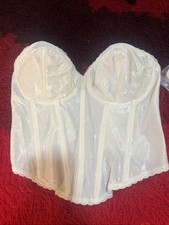 Vintage Shiny Floral Satin Bustier Corset Long Line Bra 40DD Wynette By Valmont