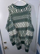 Eddie Bauer Cotton Knit Sweater 90s Nordic Winter Fishermans Vintage Size XL E
