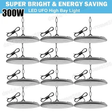 12Pack LED 300W UFO High Bay Lights Warehouse Factory Shop GYM Lamp Super Bright