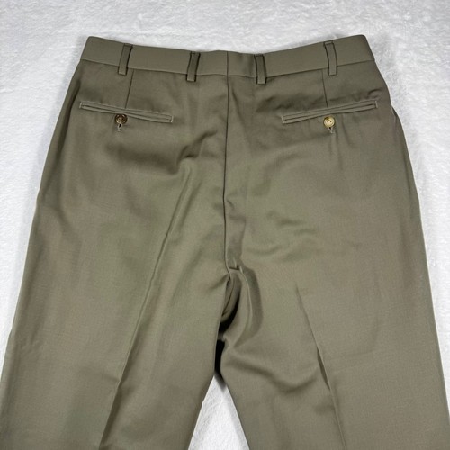 Brooks Brothers Men's 36X33 Pleated Wool Dress Pants Olive Taupe Cuffed USA Made - Picture 7 of 7