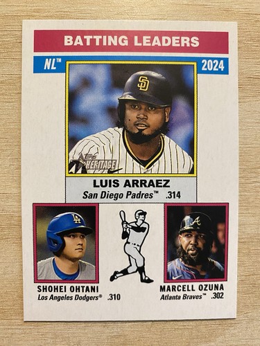 2025 Topps Heritage Baseball Batting Leaders #191 Arraez, Ohtani, Ozuna