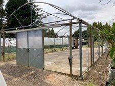 Polytunnel frame 64ft x 21ft x 12ft 6in (high) metal doors, wind ups, guttering