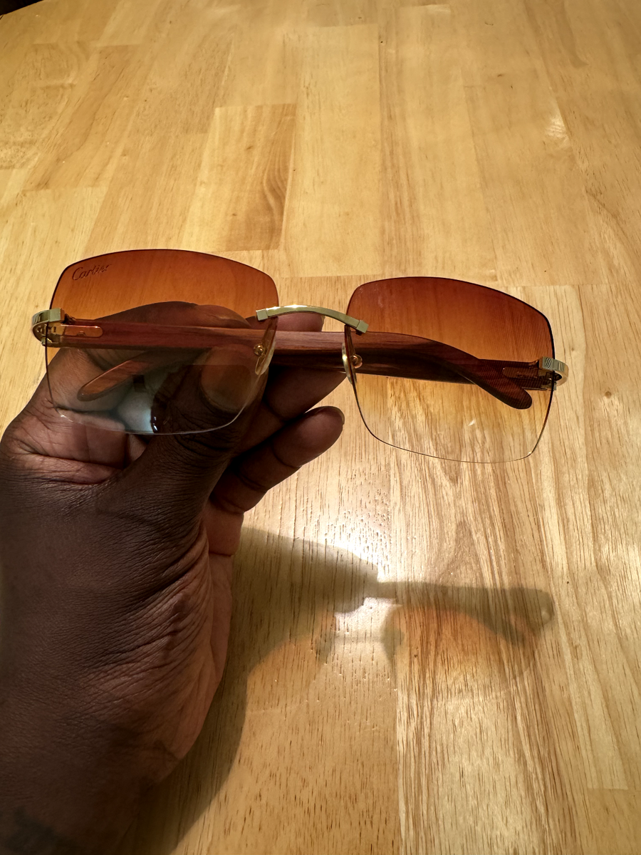 Authentic Cartier C CT0052O 008 Rimless Sunglasses Gold  display picture 3