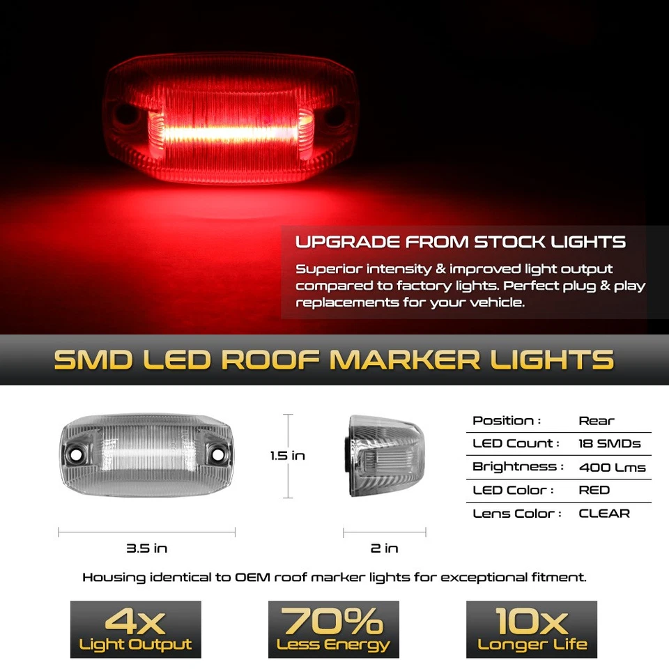 10Pcs LED Front+Rear Top Roof Running Lamps Lights For 2015-2024 Ram ProMaster Foto 3 de 4