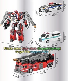 Tobot GD Galaxy Detectives Giant V 12.5" 3IN1 Combiner Robot Figure Fire Engine 