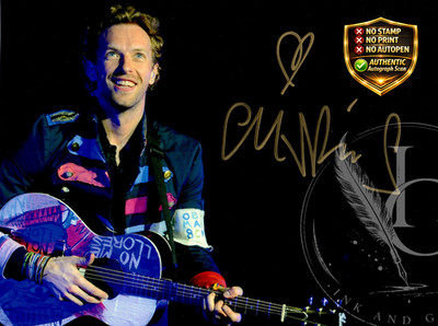 Chris Martin Autograph Reprint   4K Scan on Premium Photo Paper (Coldplay)