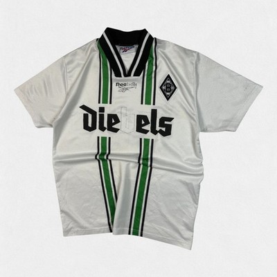 Vintage Borussia Mönchengladbach 1996/97 Reebok Fußball Trikot weiß Medium