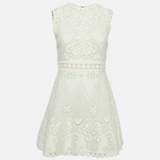 Valentino Off-White Lace Sleeveless Mini Dress S