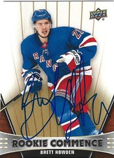 2018 Brett Howden NY Rangers Signed Upper Deck ROOKIE Commence Card. rookie card picture