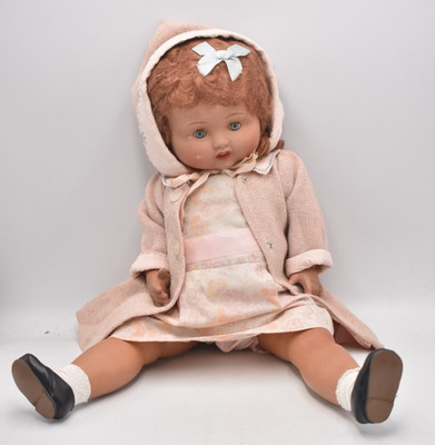 Vintage 40er Jahre Komposit Puppe schläfrig blinzelnde Augen handbemalt Merkmale 44 cm
