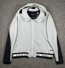 Under Armour Womens Full Zip Hoodie Jacket XL Loose Fit Gray Black New Tags