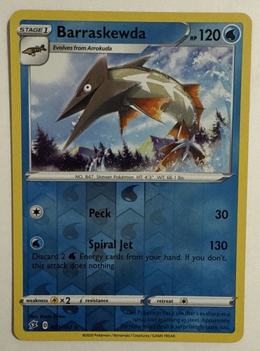 Barraskewda 053/192 Rebel Clash Reverse Holo Rare Pokemon TCG Card NM/MT
