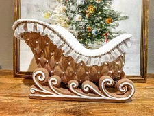 Bella Lux Christmas Gingerbread Lace Sleigh Decor Viral 2025 14”x 8”