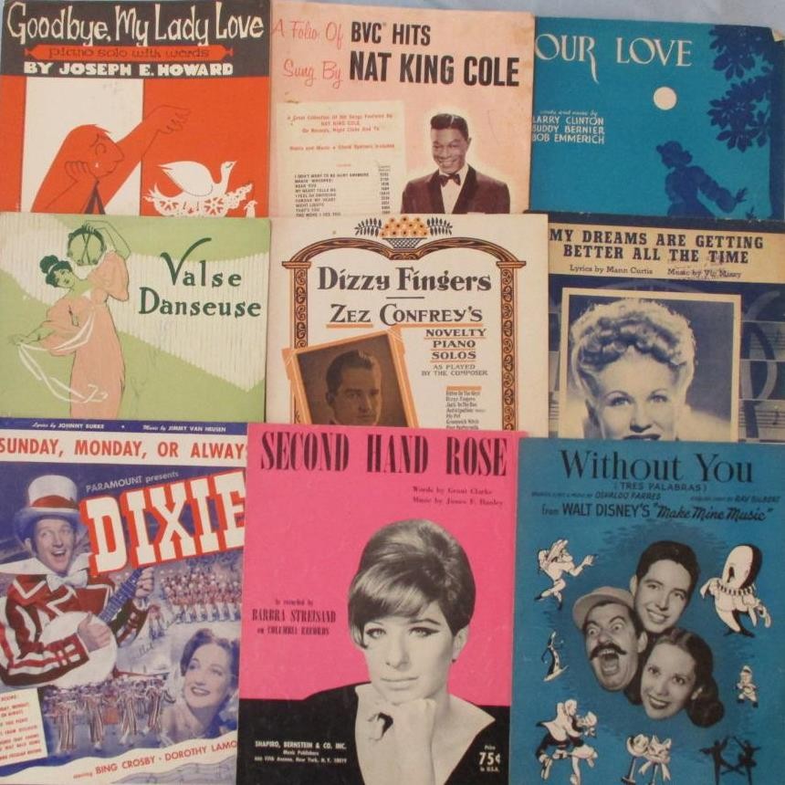 Vintage HUGE Lot 140+ pieces of sheet music 1920s-1980s Waltz Jazz Polka Blues