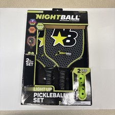 Nightball Pickleball Set 2 LED Pickleball Paddles 2 LED Light Up Pickleballs