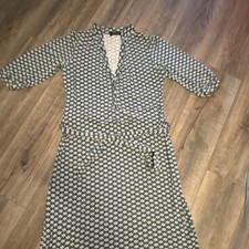 Redherring Green/White Geometric Maternity V-Neck 3/4 Sleeve Button Dress 12