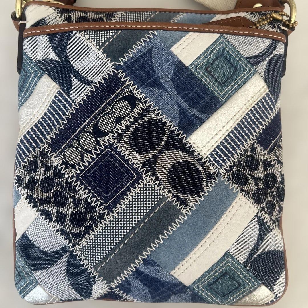 Condition Coach Shoulder Bag Patchwork Denim Canv… - image 4