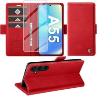HandyhüLle PU Leder Wallet Flip Case Rot FüR Samsung Galaxy A55 5G Mit
