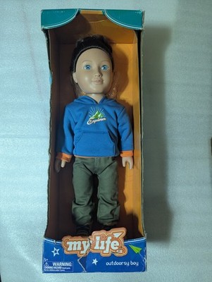 My Life Outdoorsy Boy Doll 18'' Tall Camping Hoodie Boots Outdoors Blue Eyes Box