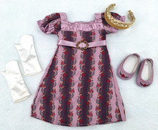 American Girl Doll CAROLINE Purple Holiday Gown | Dress Hairpiece Gloves + Shoes