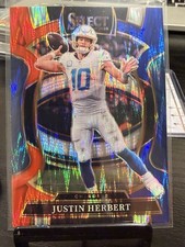 Justin Herbert 2025 Panini Select Red Blue Shock Prizm - Los Angeles Chargers