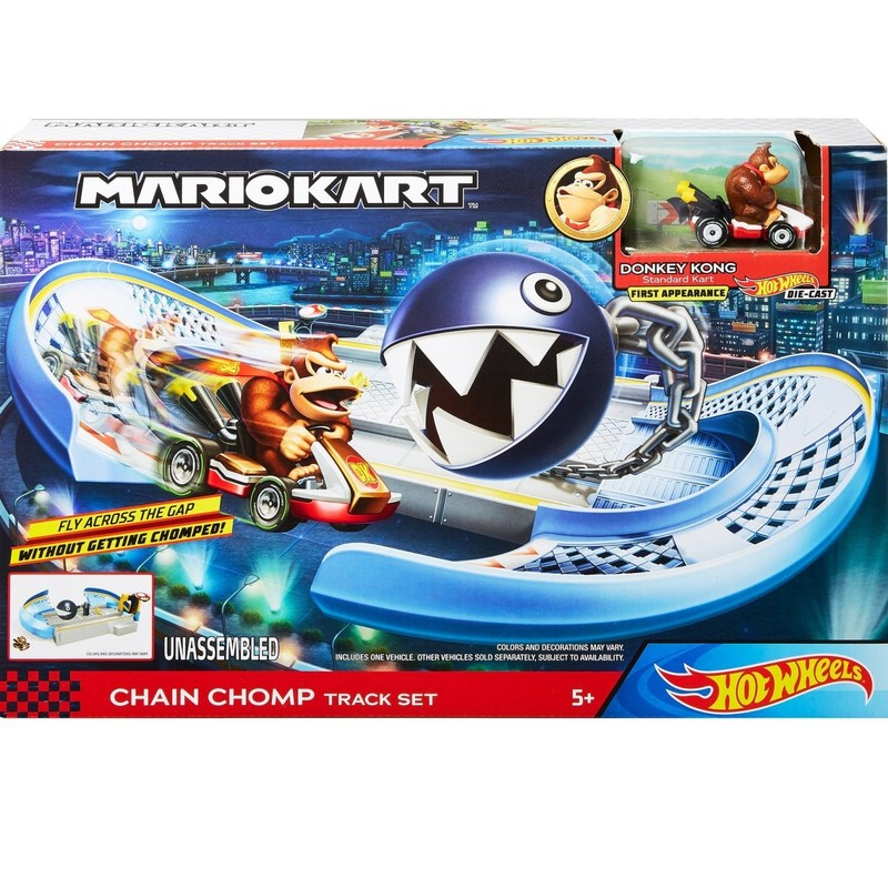 HOT WHEELS Mario Kart CHAIN CHOMP TRACK SET w/DONKEY KONG KART Age 5+ ~ New