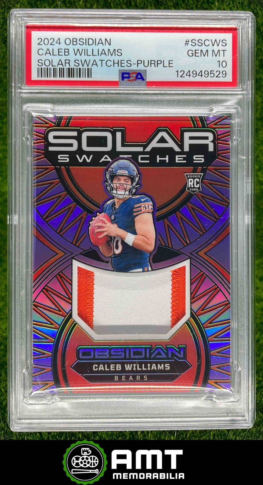 Caleb Williams Panini Obsidian Solar Swatches #SSCWS Purple