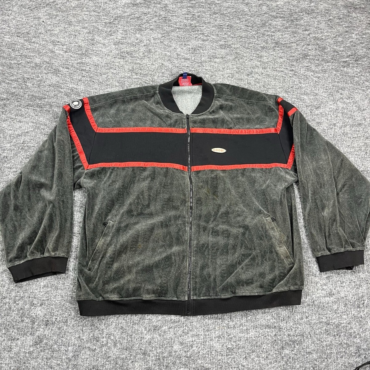 Coogi Jacket Mens 4XL Gray Velour Full Zip Hip Hop Rap Streetwear