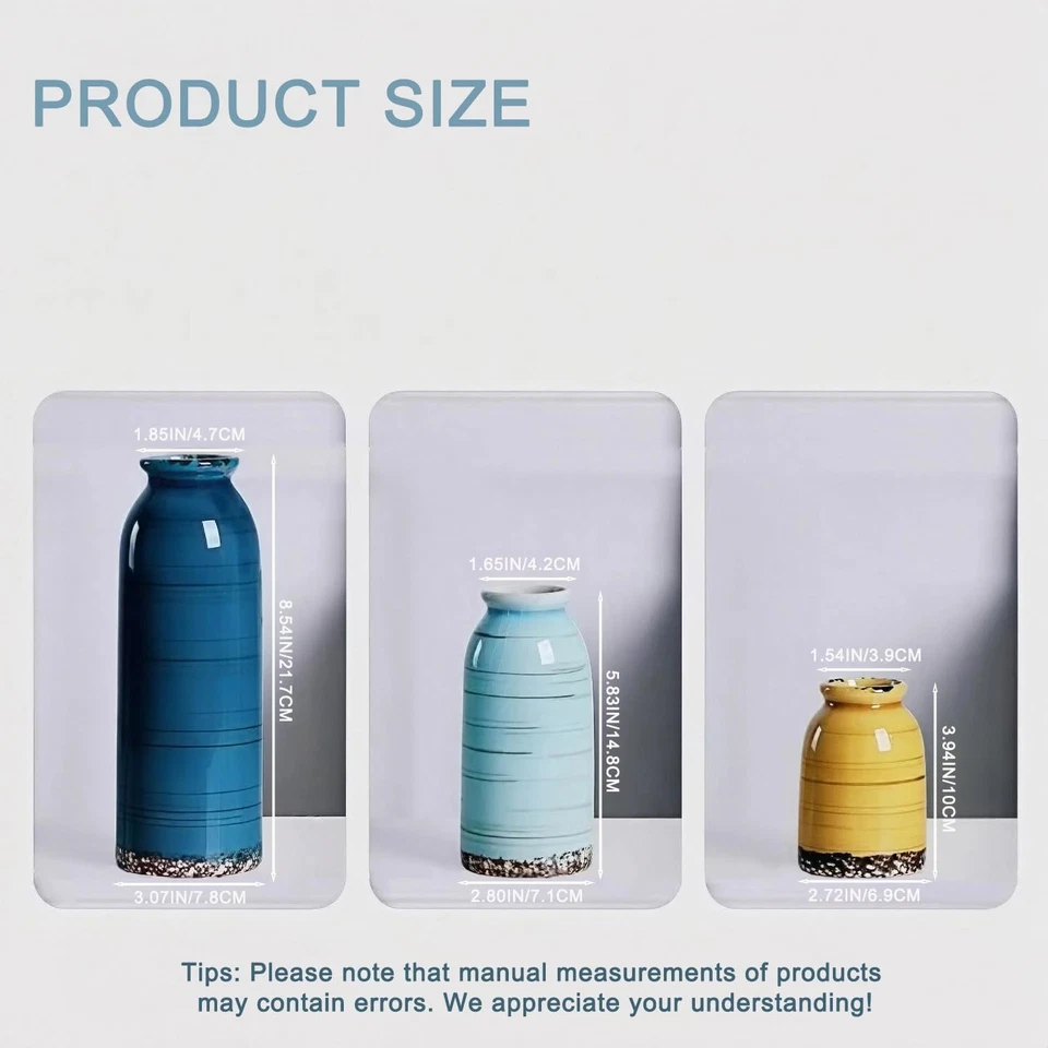 Ceramic Vase Set of 3 – Handcrafted Modern Farmhouse Decorative Vases for Boh... - Image 2 of 4