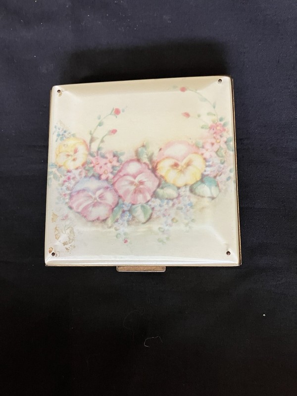 Square Glass And Brass Lady’s Compact