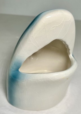 Ceramic Shark Sponge / Toothbrush Holder Blue White Coastal Kitchen Sink Caddy