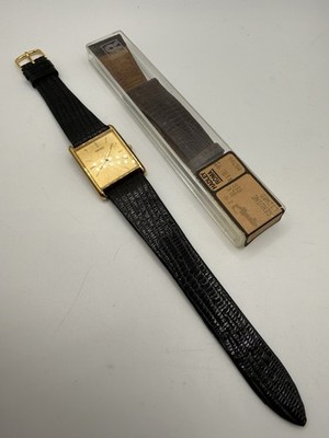 Vintage Seiko Tank Quartz V700-5K30 Gold Tone NOS Hadley Roma Lizard Strap