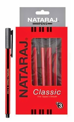 Nataraj Classic Black Ink Ball Pen Light Weight Smooth - Free Ship to USA, 20x