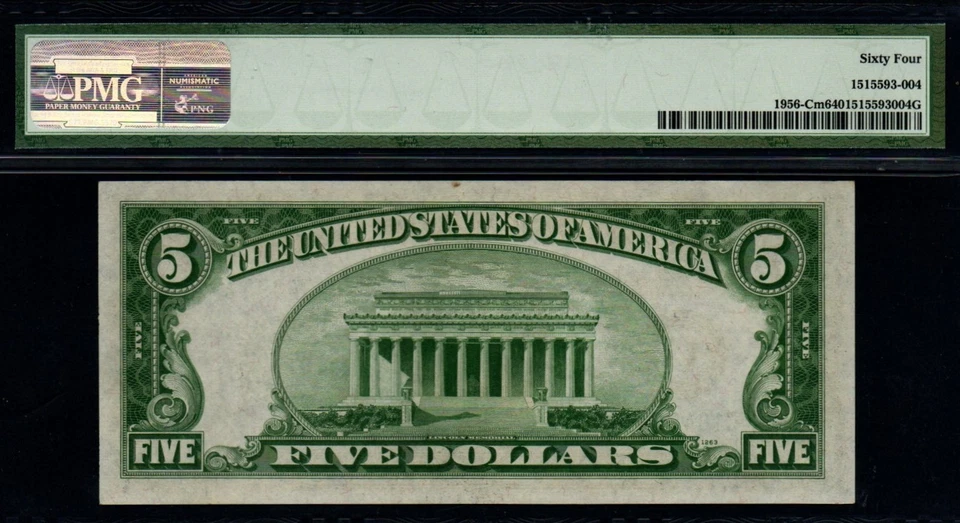 1934 $5 'Philadelphia' PMG Choice UNC 64 Federal Reserve Note! - Image 2 of 2