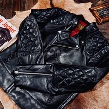 Vegetable Tanned Horsehide Classic 445 Men's Short Genuine Leather Biker Jacket