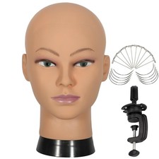 Bald Mannequin Head Stand Professional Cosmetology Wig Training Head for Wig Mak
