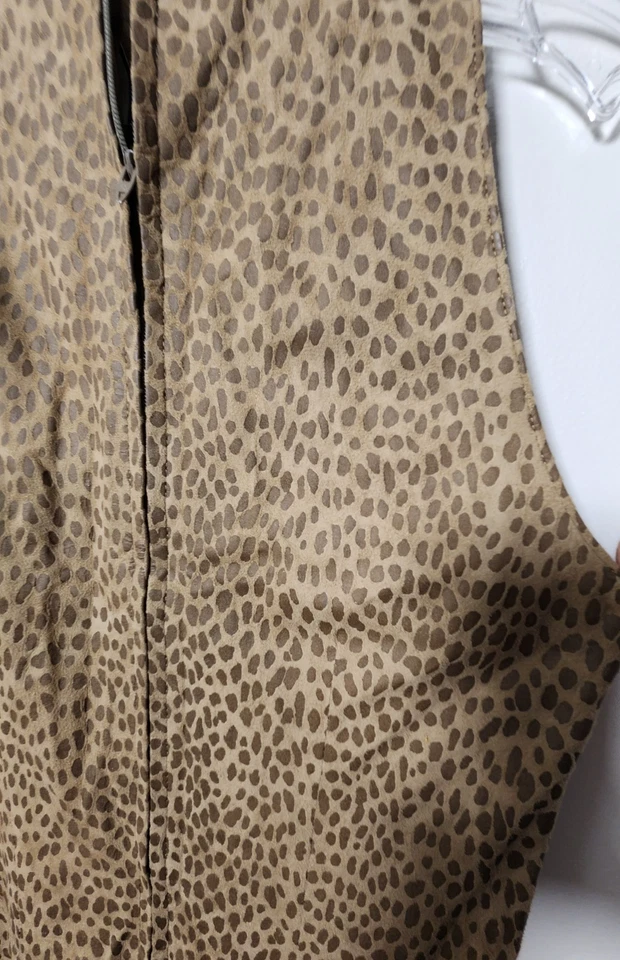 Vestido Lápiz Funda Midi Cuero Estampado Animal Cuello Simulado Sin Mangas Forrado 10 De Colección Foto 4 de 4