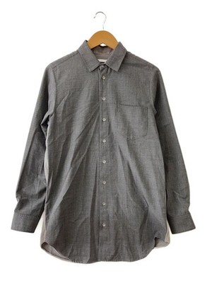 discovered Back Slit Knit Panel Shirt, Size 2, Polyester, Gray, Solid Color, DC-